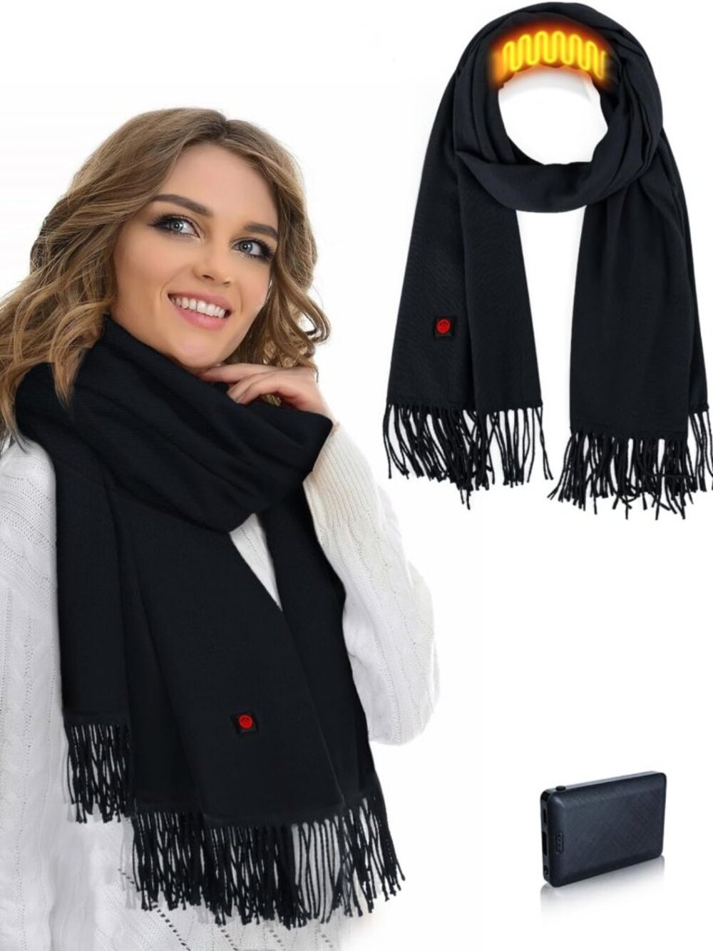 Heated Electric Scarf for Women & Men - Rechargeable Battery, Warm & Cozy Winter